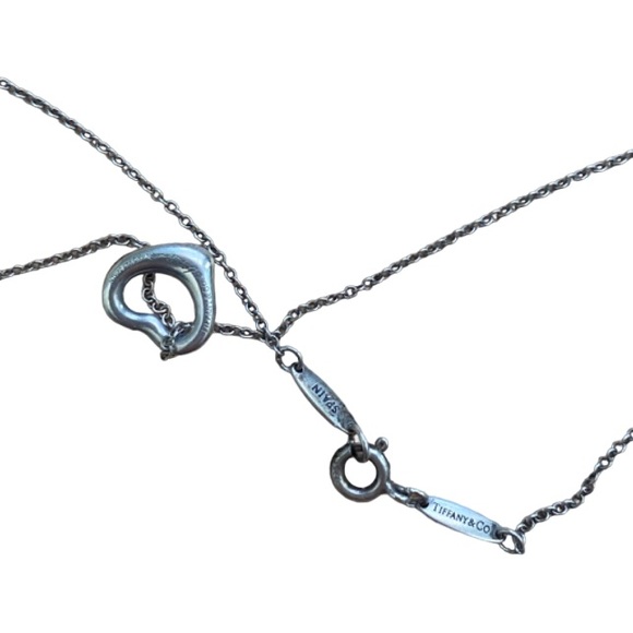 TIFFANY&CO. Silver 925 Elsa Peretti Open Small Heart Pendant Necklace - Picture 4 of 5